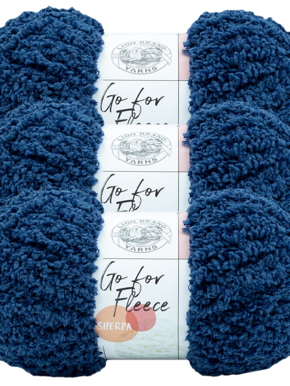 Lion Brand Go For Fleece Sherpa Yarn Blue Moon Lot of 3 Jumbo Fuzzy Yarn
